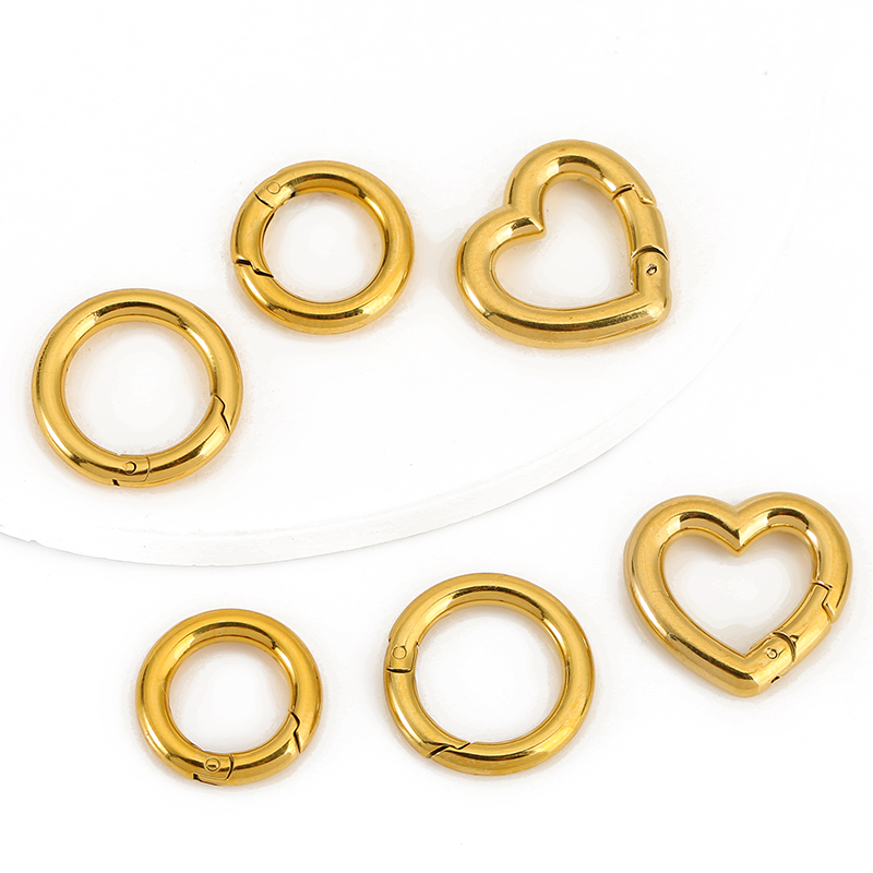 Jewelry Making Kit For Beginners - 2 個ステンレス鋼クラスプハートラウンドリングロブスタークラスプフックコネクタネックレス DIY ジュエリー作成用品アクセサリー