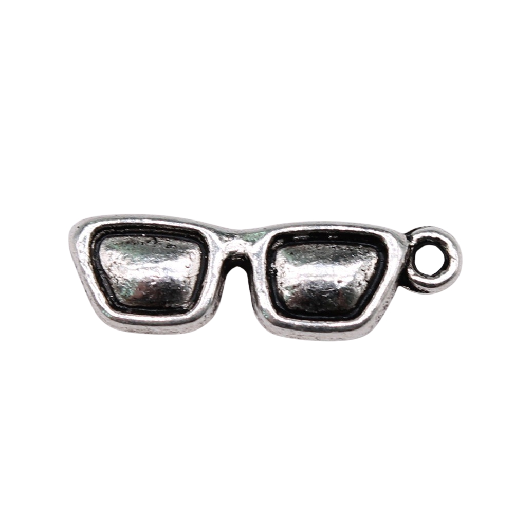 Jewelry Making Glasses - Wysiwyg-メガネペンダント,ジュエリーを作るためのアンティークシルバーカラー,21x7mm,10個