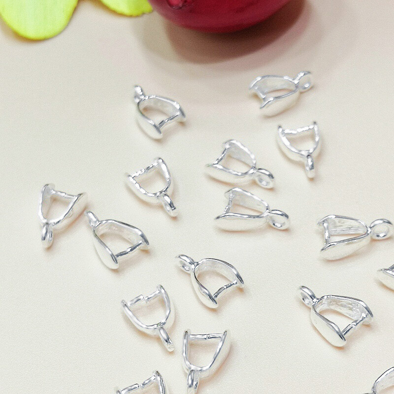 Jewelry Making Stones - 50個入り シルバーメッキ コネクター ピンチベイルクリップ ストーン DIY製作用パーツ