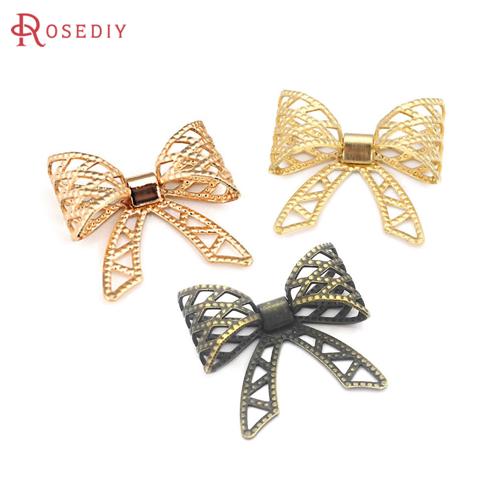 Jewelry Making Store - 18Kゴールドカラー真鍮グリッドボウチャームペンダント高品質DIYジュエリーアクセサリー製作材料ローズDIY公式ストア