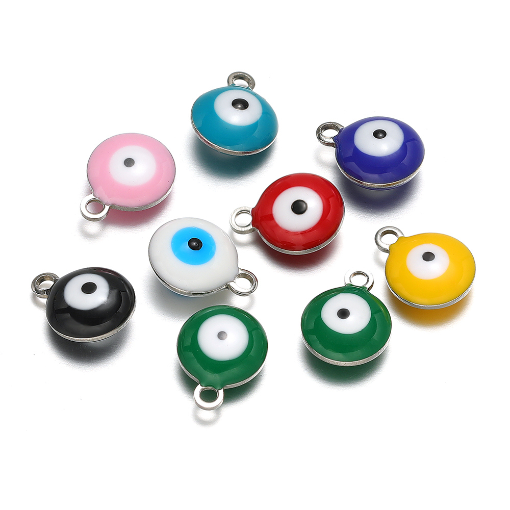 Jewelry Making Materials Wholesale - 20 ピース/ロット防水ステンレス鋼エナメル邪眼チャームネックレスペンダントイヤリング素材 DIY 手作りジュエリー作成