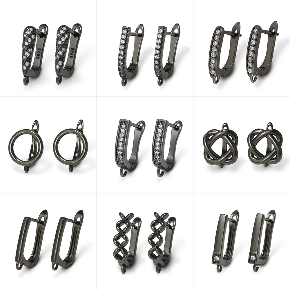 Jewelry Making Supplies - YANASI 1 ペアガンブラック真鍮イヤリングフック DIY 女性ジュエリー作成用品所見アクセサリー抗アレルギー