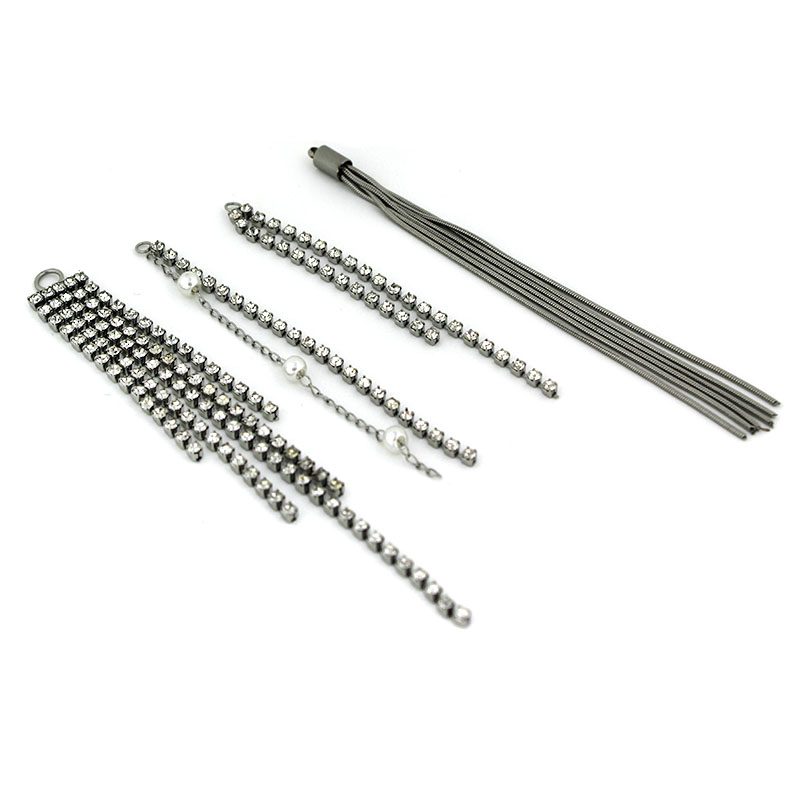 Jewelry Making Materials Wholesale - 2個入り ステンレススチール ラインストーン チェーン タッセル ペンダント