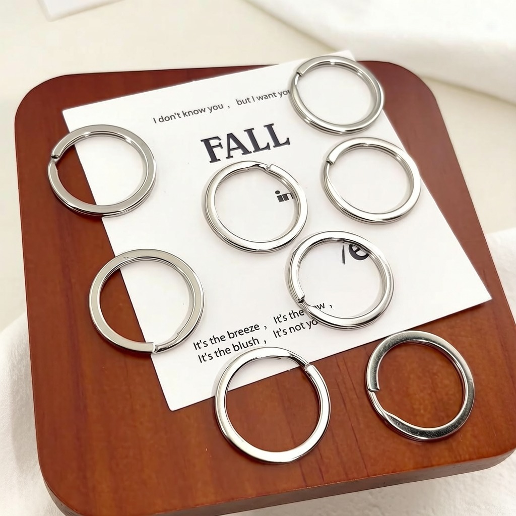 Jewelry Making Materials Wholesale - 10/20/100個入り メタルキーリング 15-35mm 丸型フラットライン スプリットリング 合金キーリング