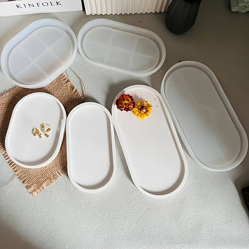 Jewelry Making Board - コンクリート、石膏、エポキシ樹脂用の楕円形シリコンモールド、収納トレイ、ボウル、プレート用の多用途デザイン、ジュエリーにも最適です。
