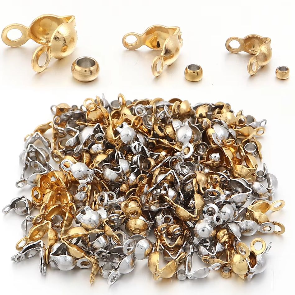 Jewelry Making Tutorial - 40～200個入り ステンレス製 コネクター クラスプ クリンプエンド ビーズ