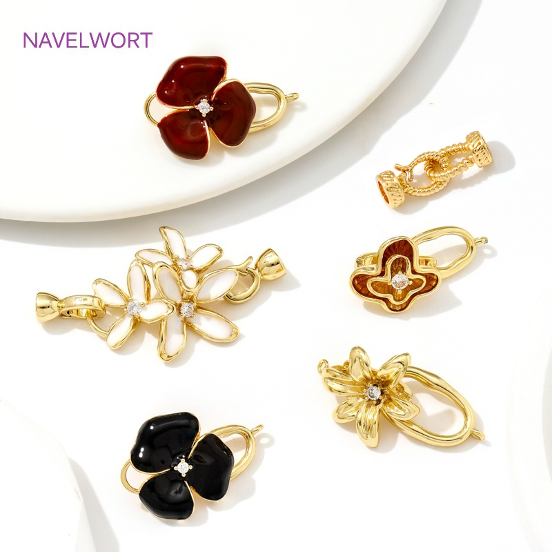 Jewelry Making Supplies - 18K金メッキ真鍮ビーズクラスプ,さまざまなスタイル,コネクタ,アクセサリー,ジュエリー用ファスナー,日曜大工のジュエリー製造用品