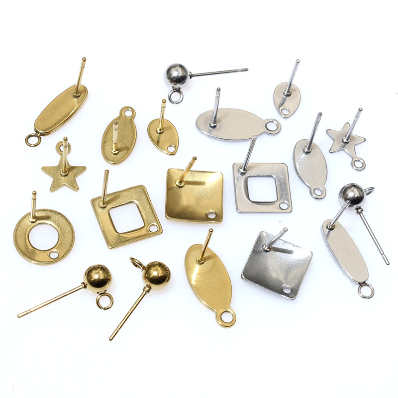 Jewelry Making Supplies - 20個ステンレス鋼クラフトイヤリングスタッド幾何学的多角形イヤリングポストコネクタDIYイヤリングジュエリー製造用品