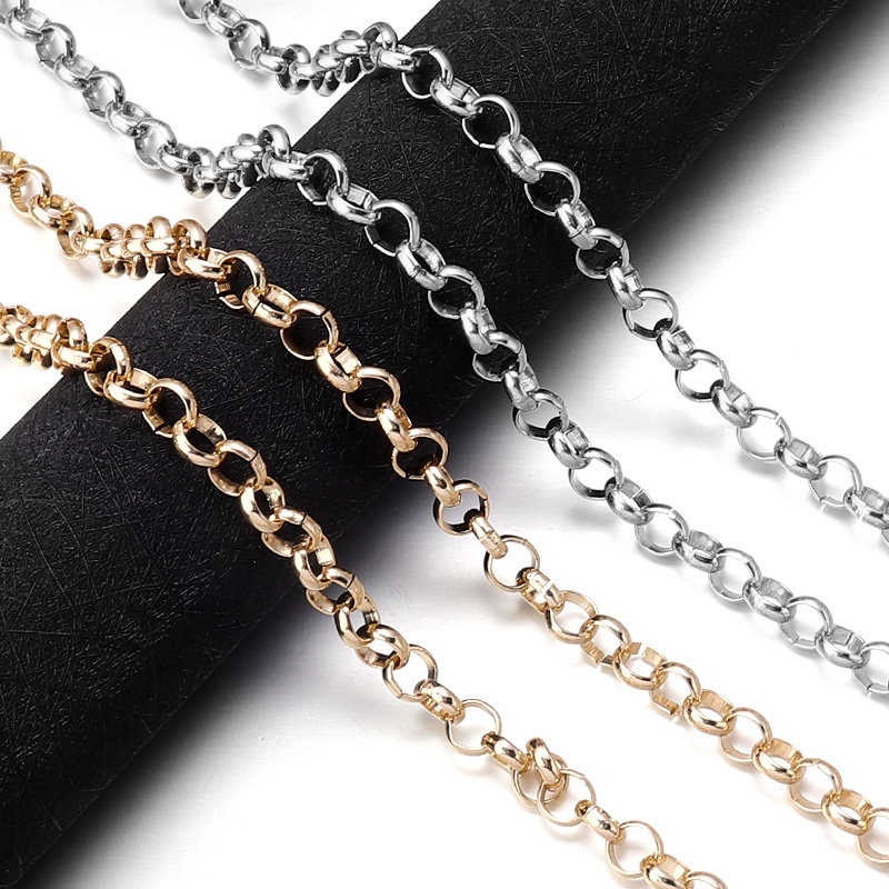Chain Roll Cable - ジュエリー作り用のアルミニウムクロスチェーン,バルクチェーン,O字型ネックレス,ブレスレット,ケーブルリンク,5ヤード/ロール,クロス