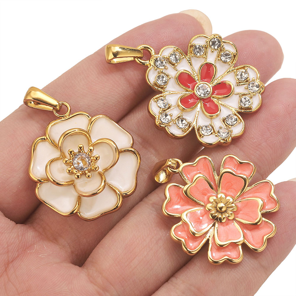 2 個ステンレス鋼エナメル大花チャームジュエリー作成用品ペン - Jewelry Making Materials Wholesale のレビューと価格