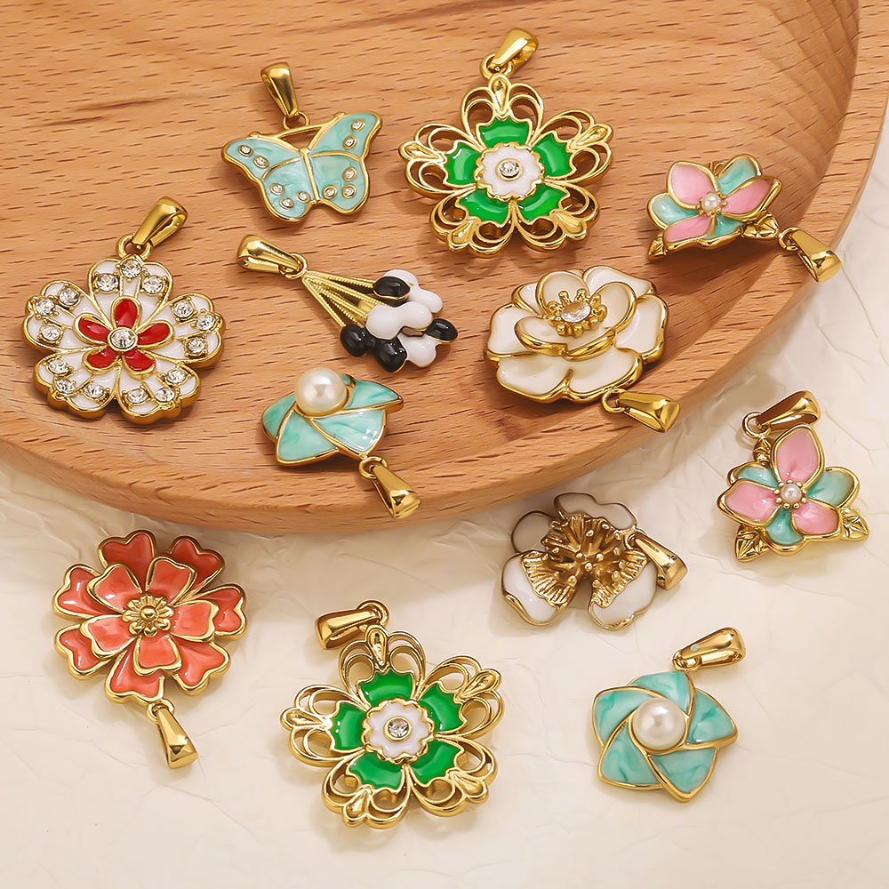 2 個ステンレス鋼エナメル大花チャームジュエリー作成用品ペン - Jewelry Making Materials Wholesale のレビューと価格