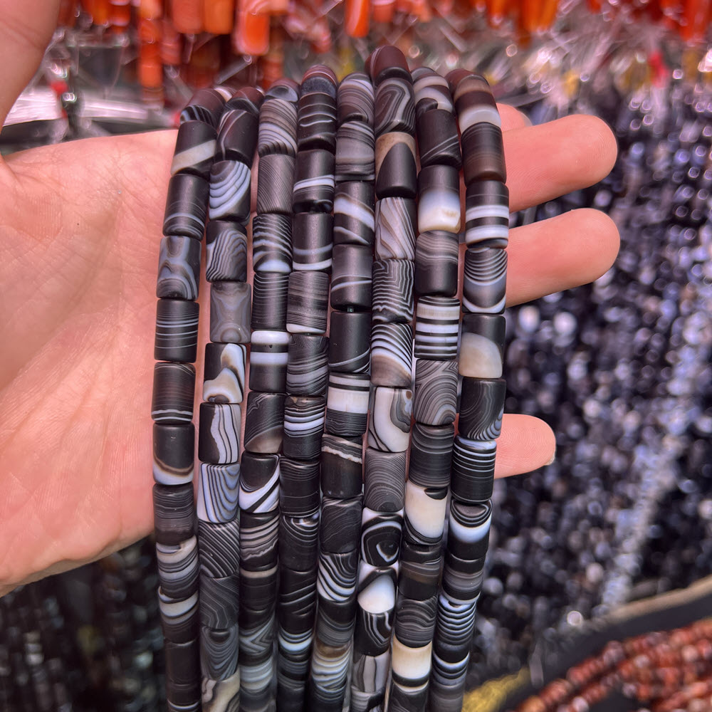 天然石ブラックアゲートストーン 10x14mm コラムアゲー - Jewelry Making Store のレビューと価格