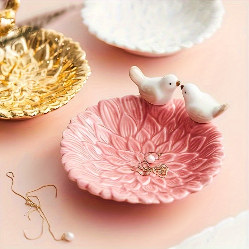 新しいかわいい鳥点心セラミックトレイキージュエリー収納トレイ - Jewelry Making Board のレビューと価格