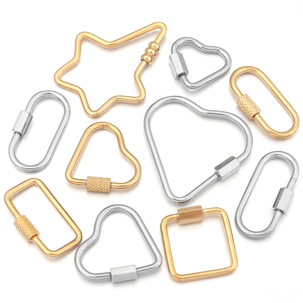 ゴールドステンレスハートねじロックコネクタ留め具クリップ2点 - Jewelry Making Supplies のレビューと価格