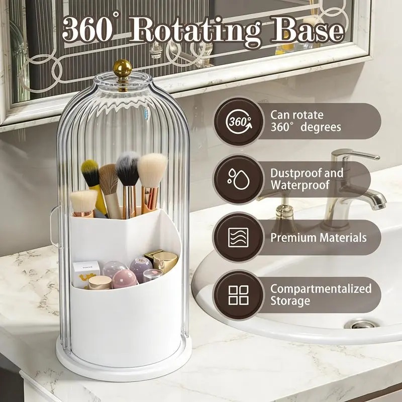 5点セット、360度回転式防塵美容収納ラック、透明な縦縞トッ - Jewelry Making Board のレビューと価格
