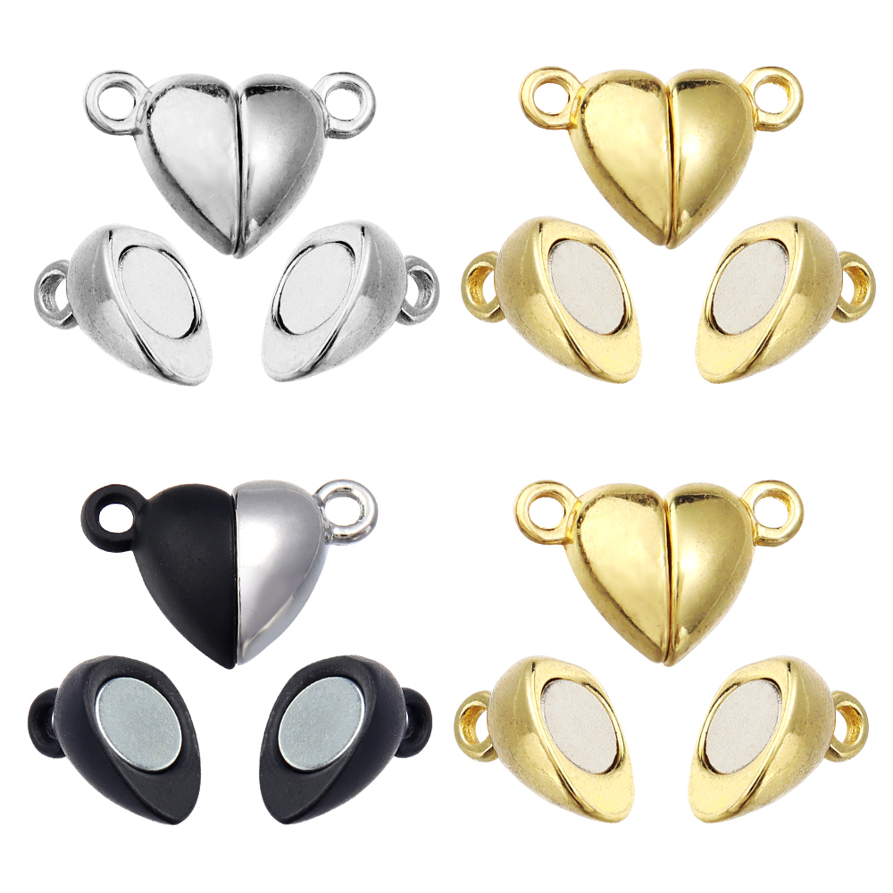 5 ピース/ロット合金ラブハート型磁気クラスプネックレスブレ - Jewelry Making Supplies のレビューと価格