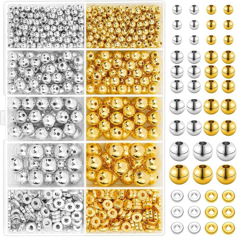 1000個入りゴールデンスペーサービーズキットCCBボールラ - Jewelry Making Tutorial のレビューと価格