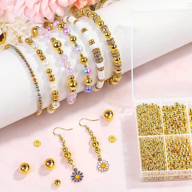 1000個入りゴールデンスペーサービーズキットCCBボールラ - Jewelry Making Tutorial のレビューと価格