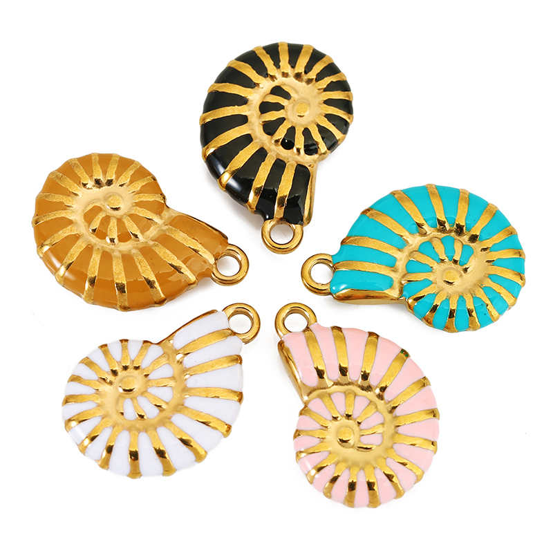 4 個ステンレス鋼コンチ金メッキエナメルチャームペンダント  - Jewelry Making Materials Wholesale のレビューと価格