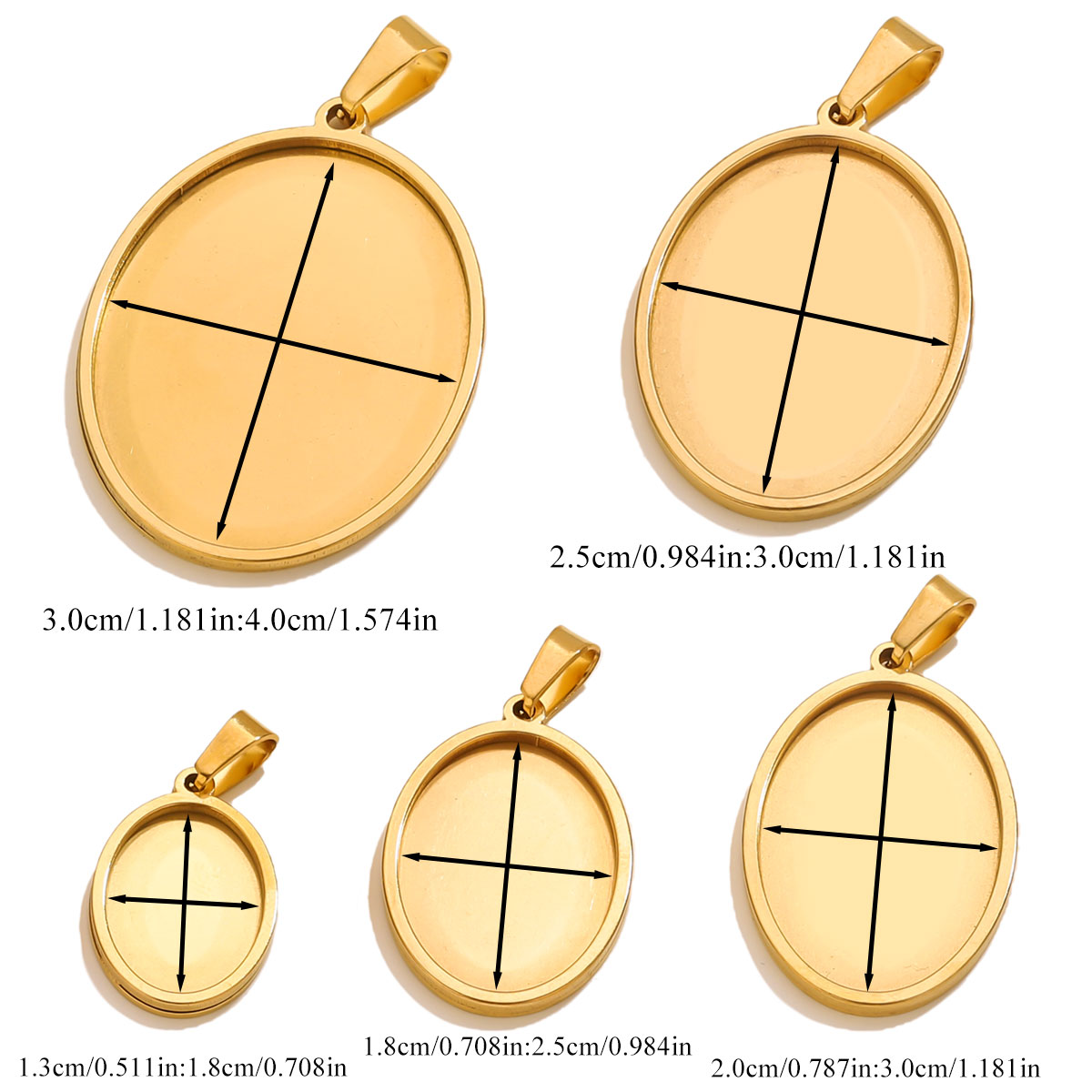 5個入り ステンレス製チャーム 金メッキ オーバルペンダント - Jewelry Making Materials Wholesale のレビューと価格