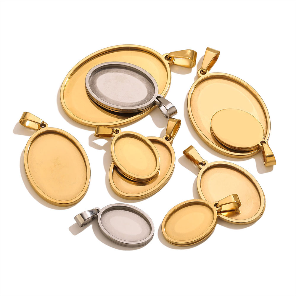 5個入り ステンレス製チャーム 金メッキ オーバルペンダント - Jewelry Making Materials Wholesale のレビューと価格