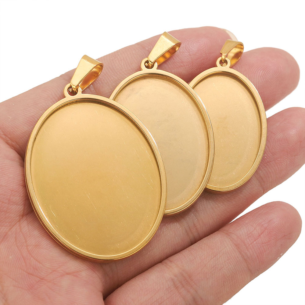 5個入り ステンレス製チャーム 金メッキ オーバルペンダント - Jewelry Making Materials Wholesale のレビューと価格