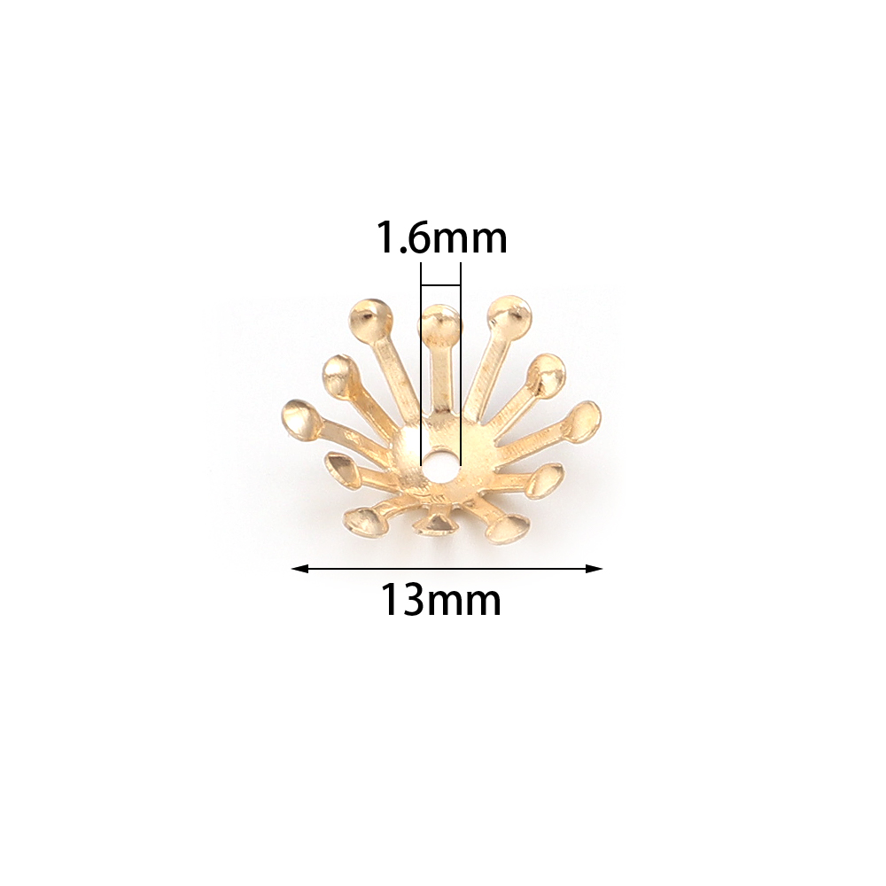 100 個直径 13 ミリメートルゴールドカラー鉄フラワーキ - Jewelry Making Materials Wholesale のレビューと価格