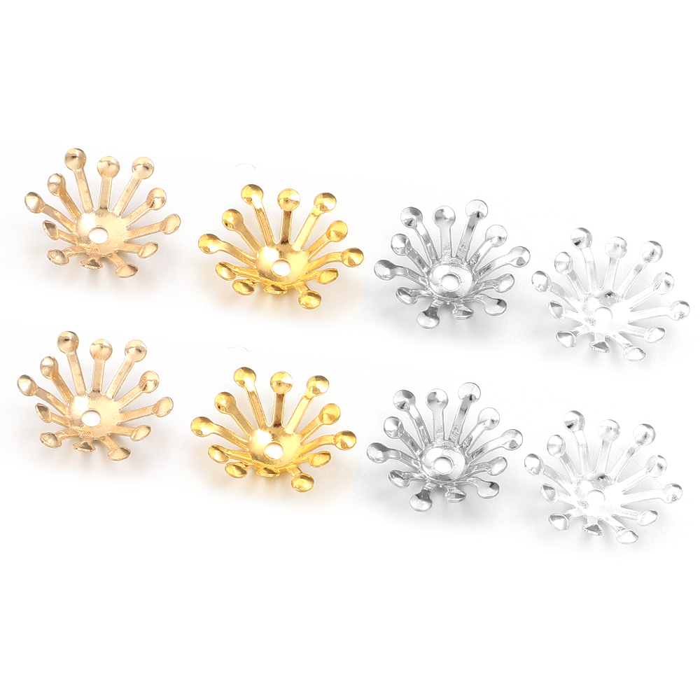 100 個直径 13 ミリメートルゴールドカラー鉄フラワーキ - Jewelry Making Materials Wholesale のレビューと価格