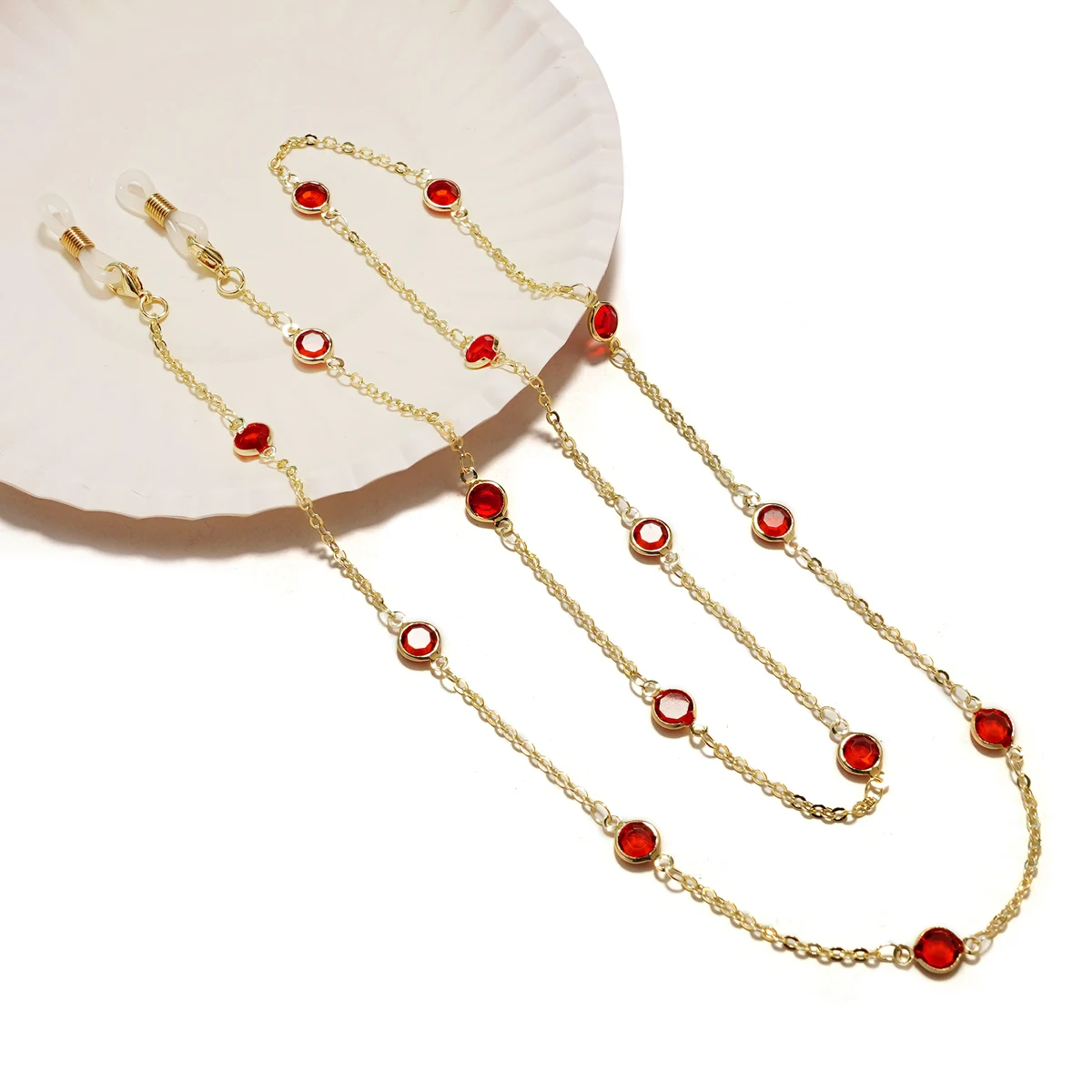 金属製のダイヤモンドとパールのサングラス,ペンダント,赤いス - Jewelry Making Glasses のレビューと価格