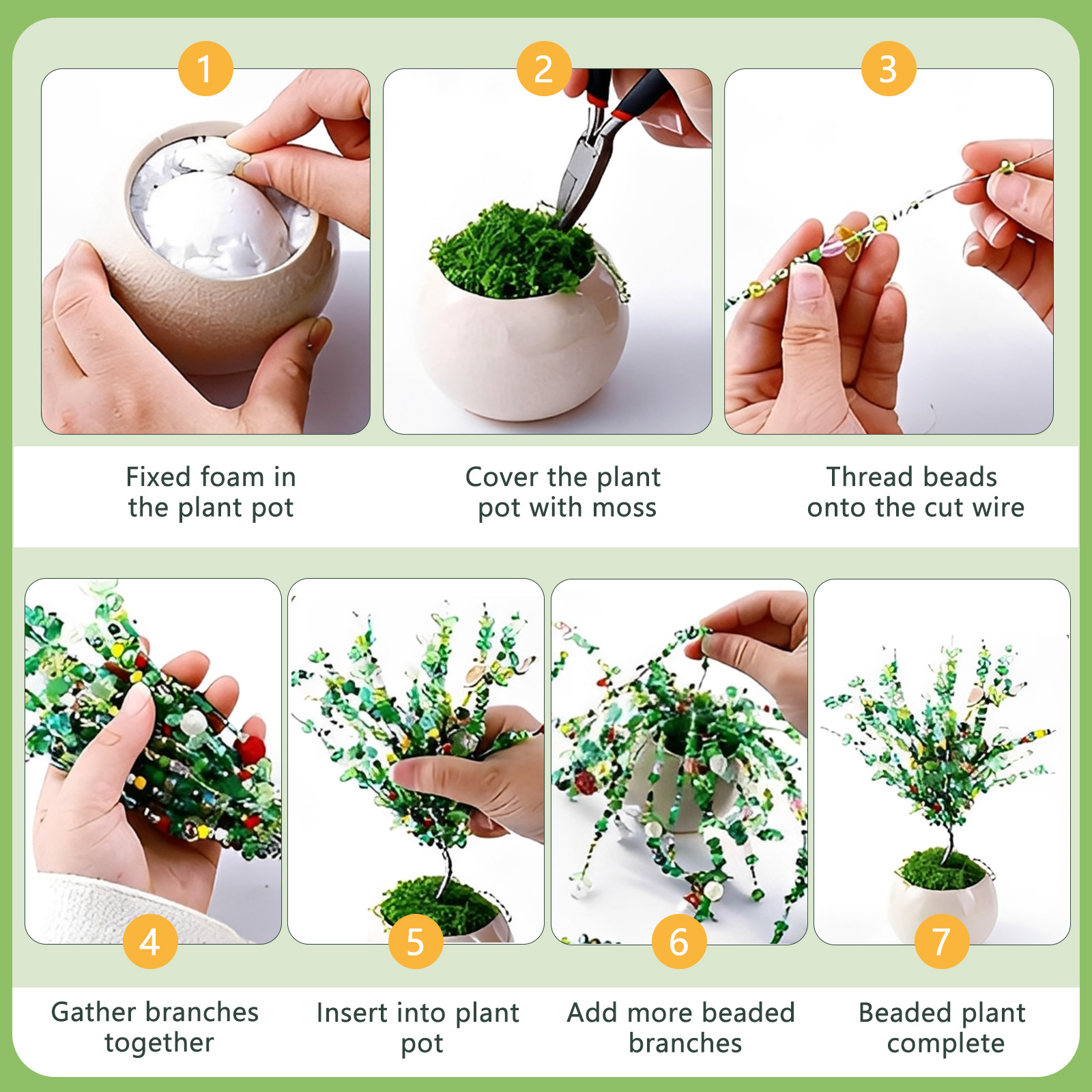 ビーズ植物キット 人工モス付き 永続的な植物キット DIYビ - Jewelry Making Videos Tutorials のレビューと価格