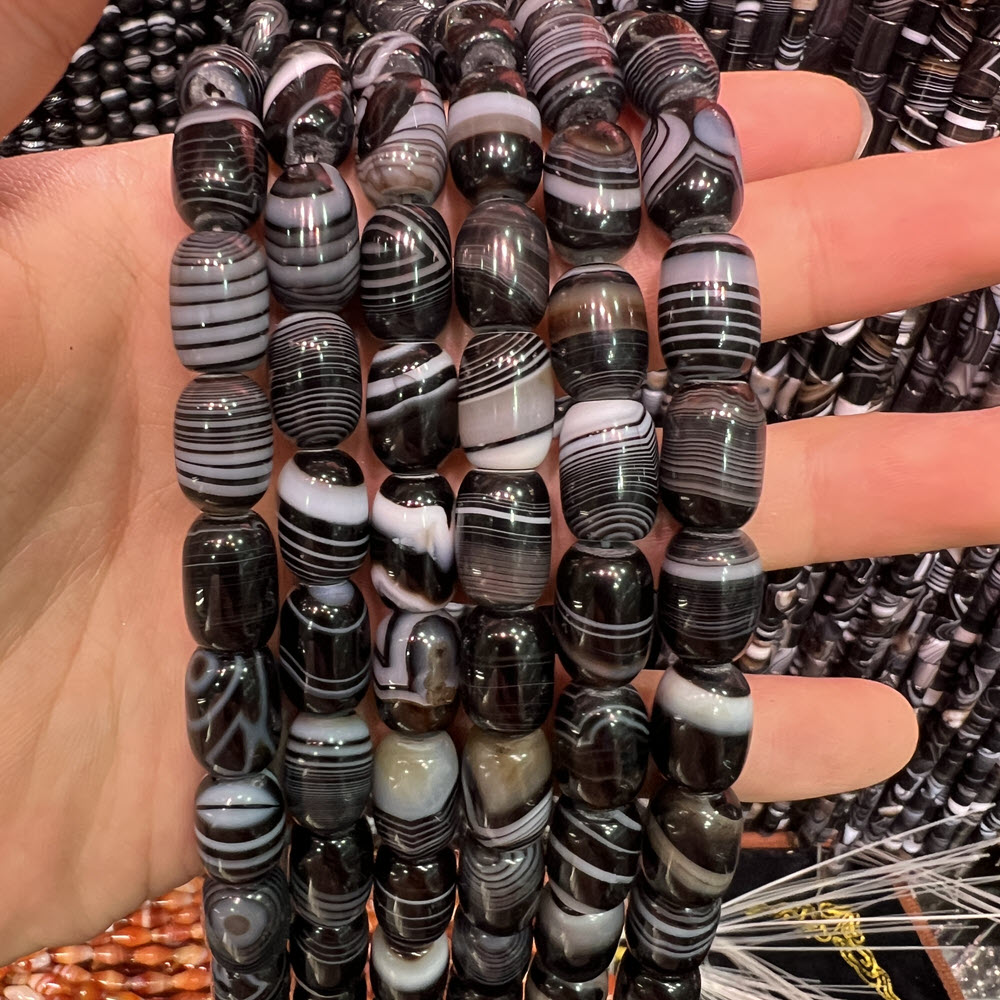 天然石ブラックアゲートストーン 8x12mm ドラムアゲート - Jewelry Making Store のレビューと価格
