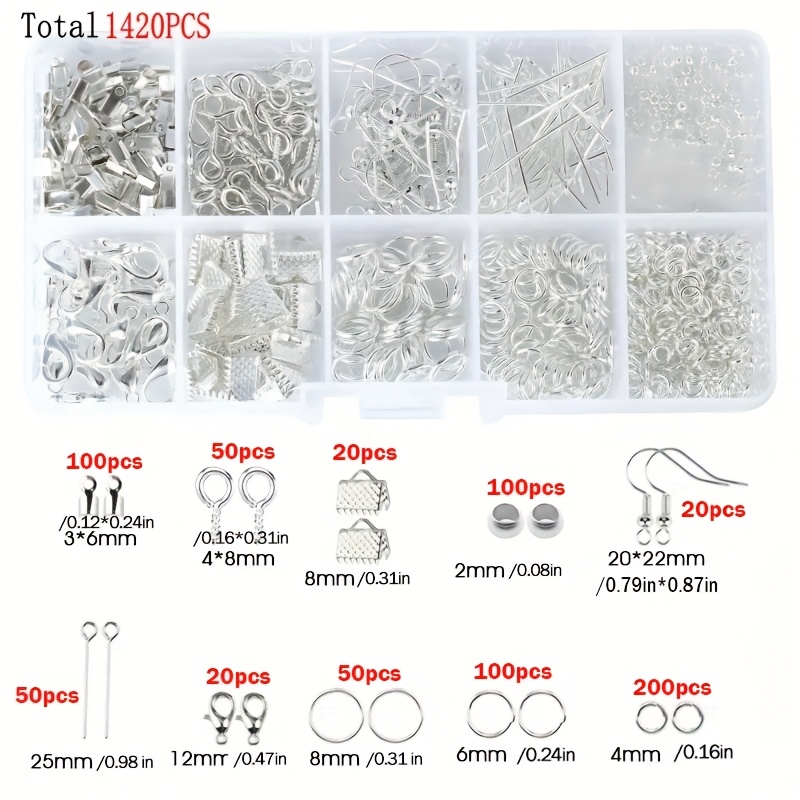 1420個入り 1箱 ジュエリーパーツセット イヤリング製作 - Jewelry Making Ring Tool のレビューと価格