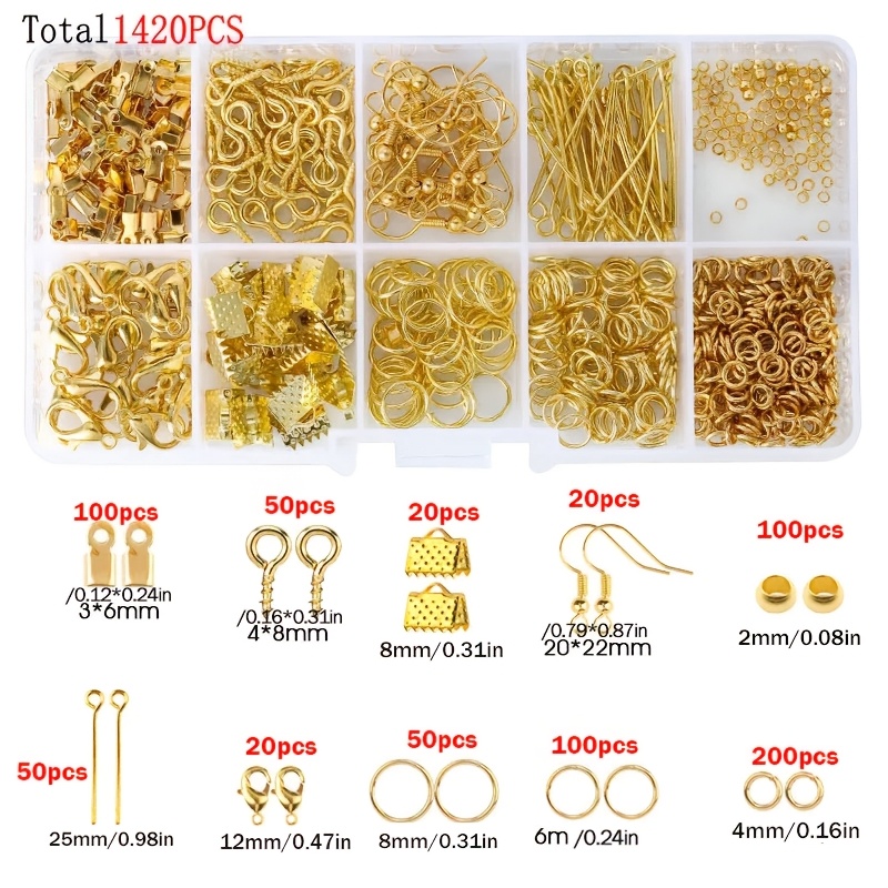 1420個入り 1箱 ジュエリーパーツセット イヤリング製作 - Jewelry Making Ring Tool のレビューと価格