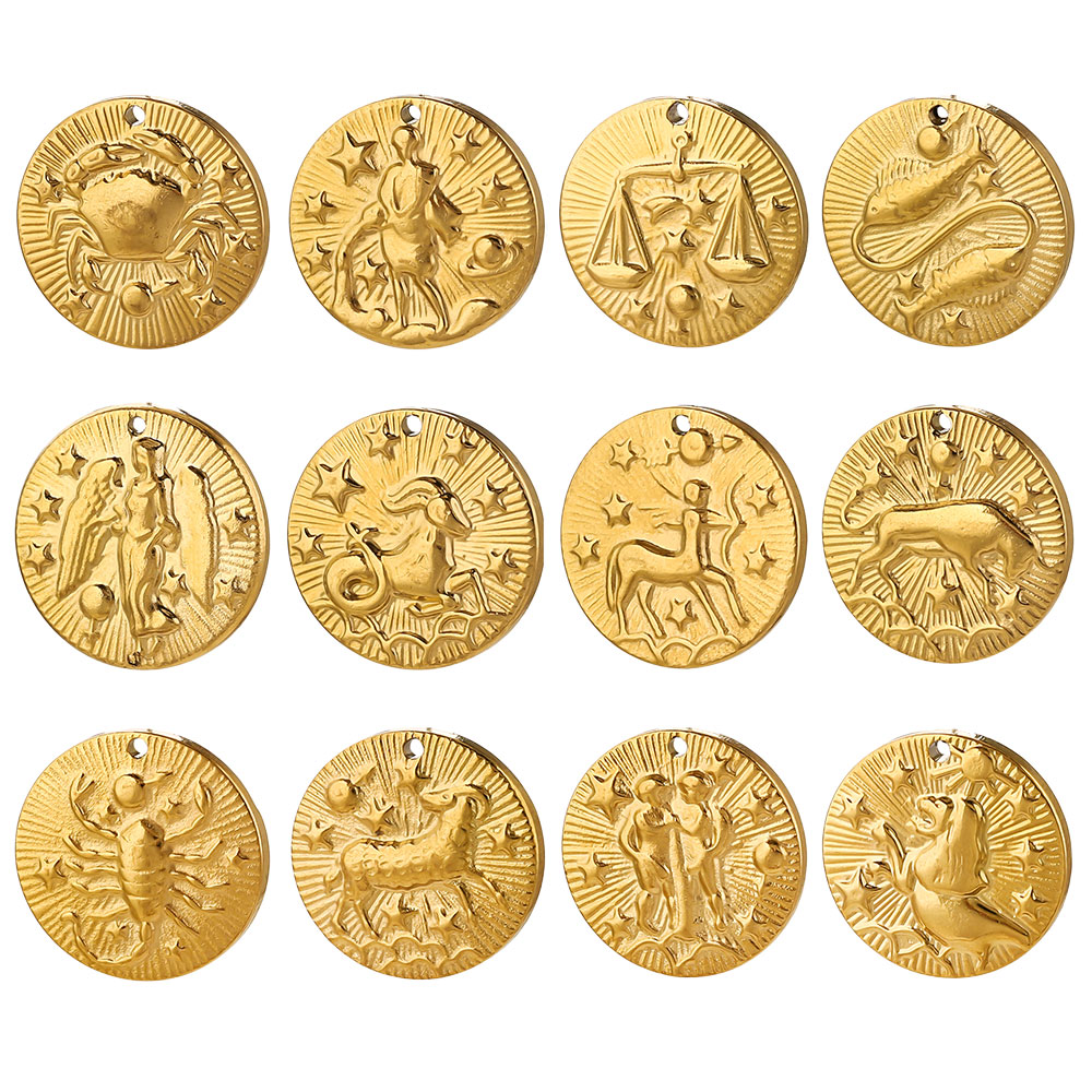 5個入り ステンレス製 12星座チャーム コネクター 金メッ - Jewelry Making Materials Wholesale のレビューと価格