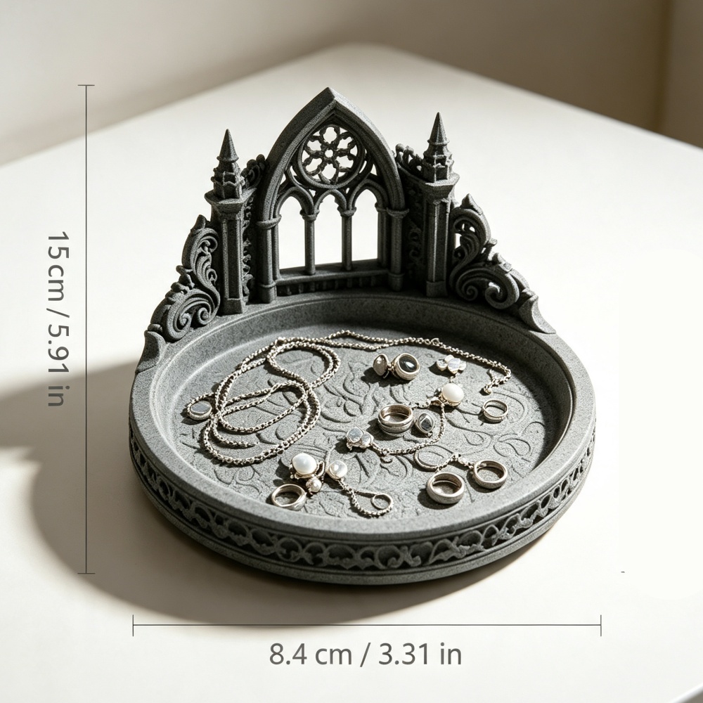 3Dプリント製ホワイトゴシック大聖堂アーチ型ジュエリートレイ - Jewelry Making Board のレビューと価格