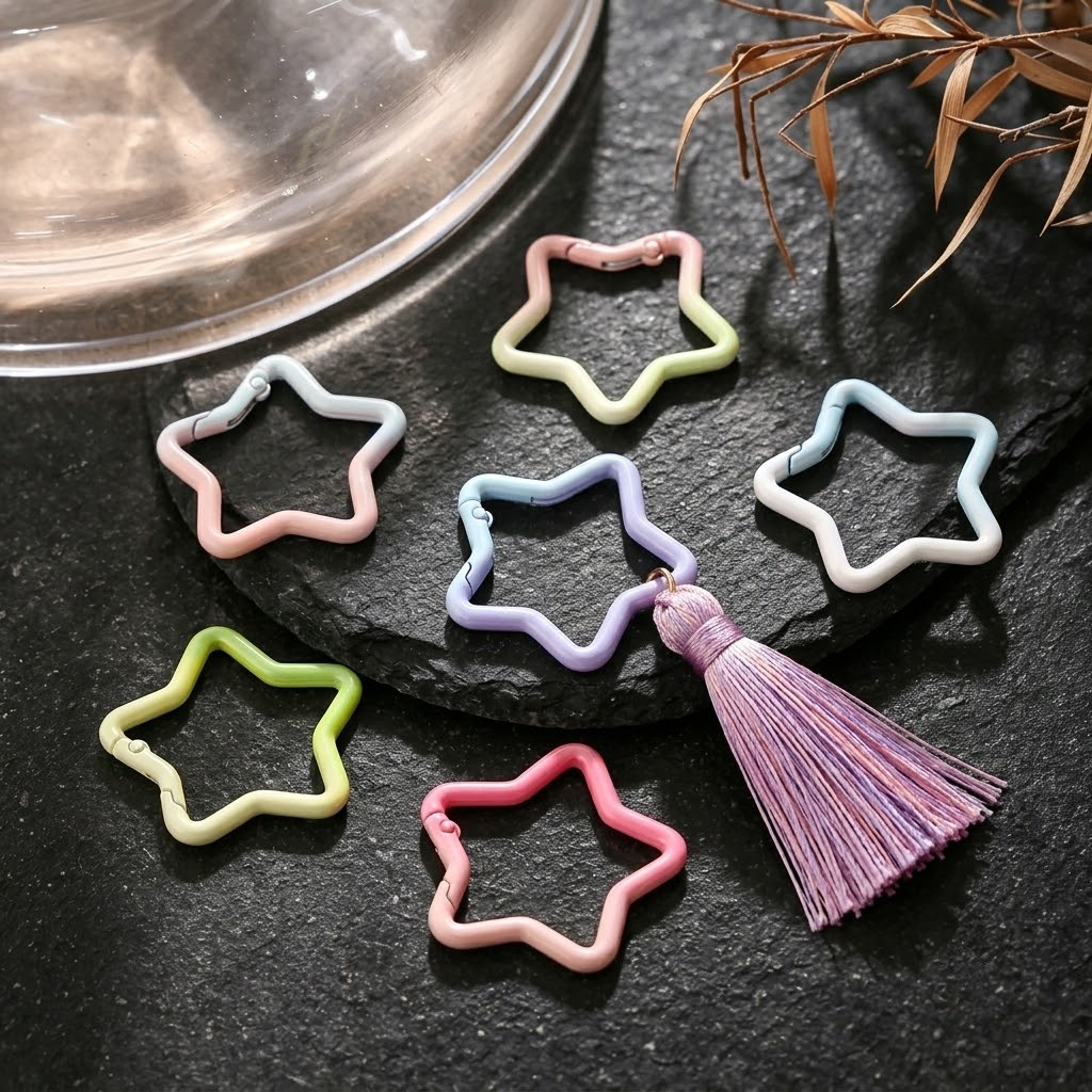 5 個のグラデーション星形スプリングリングクラスプカラフルな - Jewelry Making Ring Tool のレビューと価格